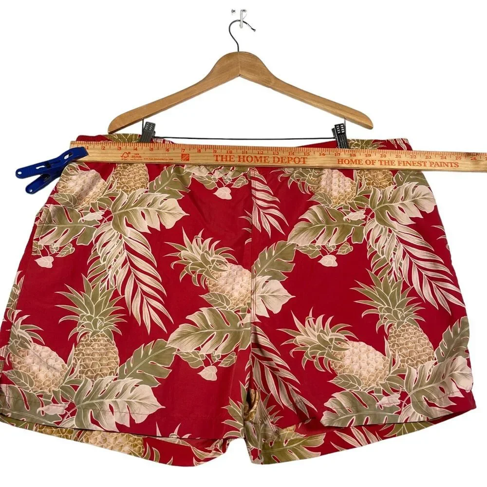 Tommy Bahama Swim Trunks Mens‎ XL Red Beige Pineapple Palm Lined Beach Shorts